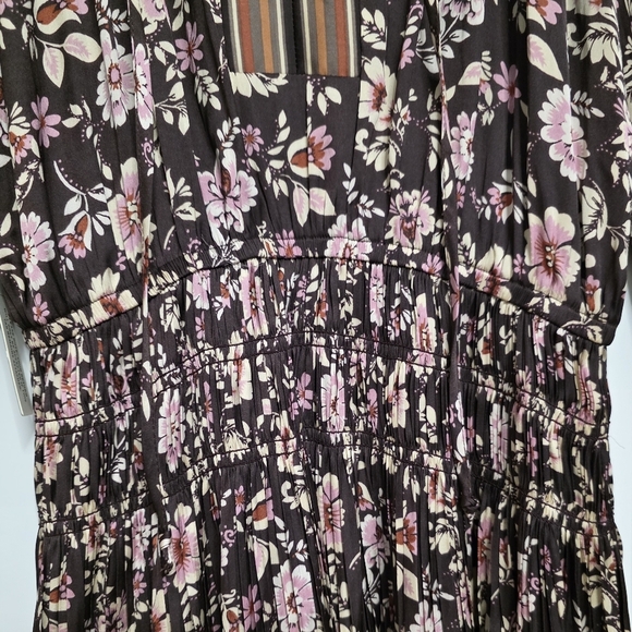 Anthropologie Petite Current Air Floral Long Sleeve Midi Dress Size X-Small - Picture 7 of 9